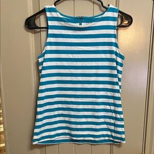 LOFT Turquoise and White Striped Tank Top